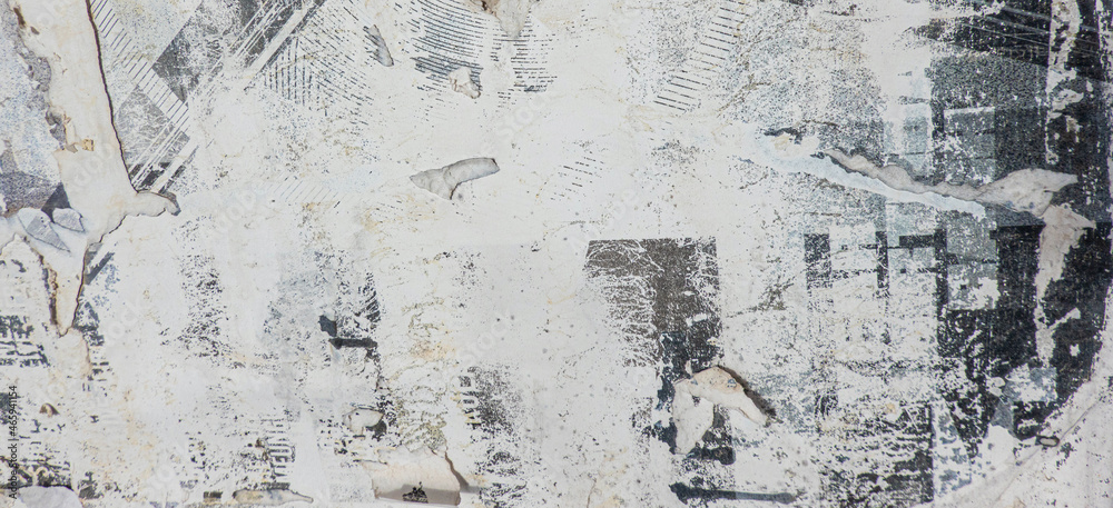 Old white grunge ripped torn collage posters creased crumpled paper placard texture background with copy space for text or image Old white grunge ripped torn collage posters creased crumpled paper placard texture background with copy space for text or image