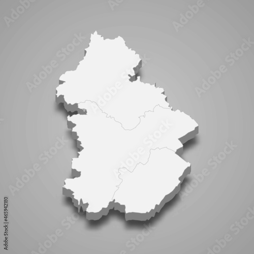 3d isometric map of Jura is a department in France