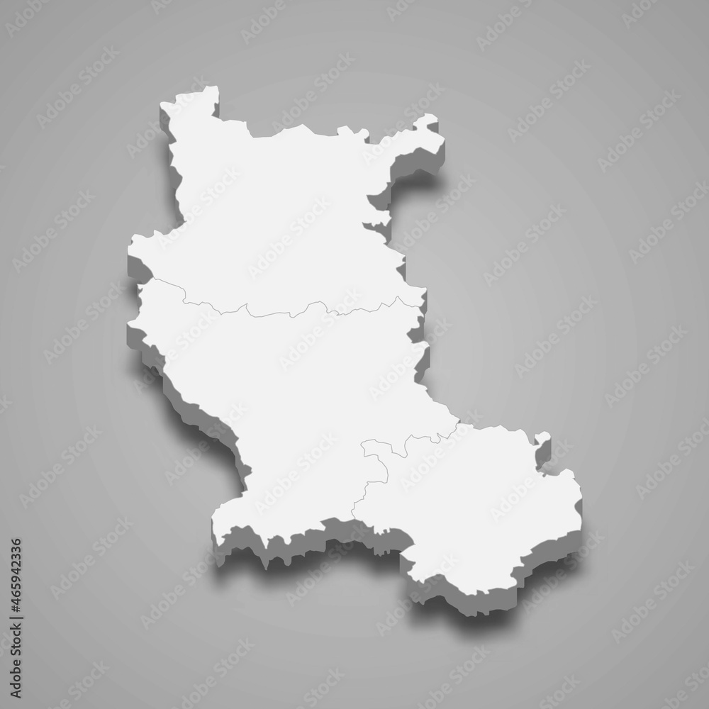 3d isometric map of Loire is a department in France