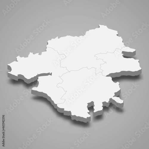3d isometric map of Loire-Atlantique is a department in France