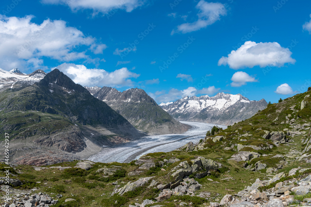 Landscape near Riederalp with Aletsch Glacier