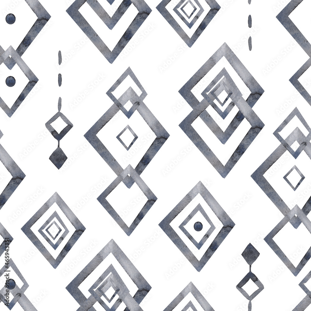 Abstract watercolor seamless pattern with hand painted black shapes.Contemporary art print, repeat paper Abstract watercolor seamless pattern with hand painted black shapes.Contemporary art print, repeat paper