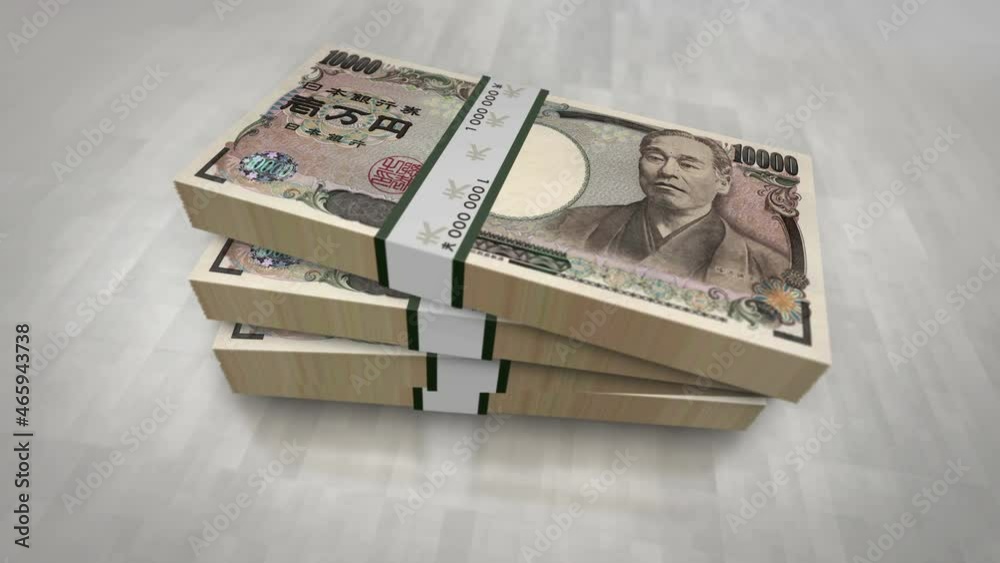 Japanese yen money pile pack. Concept background of economy, banking, business, crisis, recession, debt and finance in Japan. 10000 JPY banknotes stacks animation. Japanese yen money pile pack. Concept background of economy, banking, business, crisis, recession, debt and finance in Japan. 10000 JPY banknotes stacks animation.