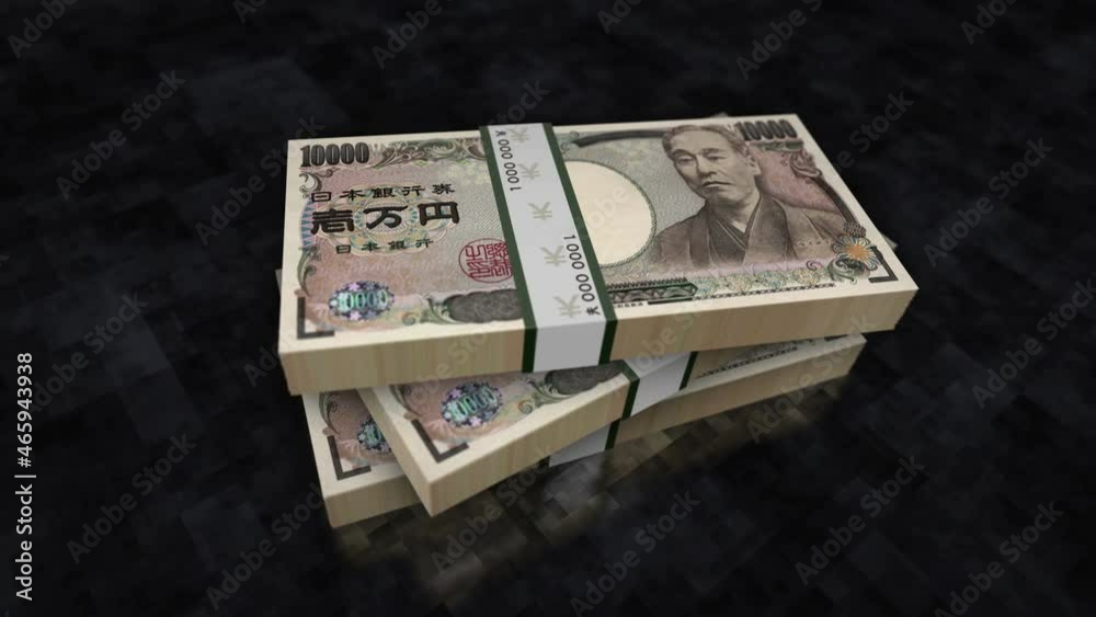 Japanese yen money pile pack. Concept background of economy, banking, business, crisis, recession, debt and finance in Japan. 10000 JPY banknotes stacks animation. Japanese yen money pile pack. Concept background of economy, banking, business, crisis, recession, debt and finance in Japan. 10000 JPY banknotes stacks animation.