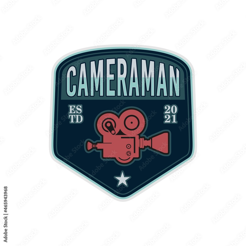 Cameraman Badge With Video Camera Icon , Cameraman Logo Design Inspiration