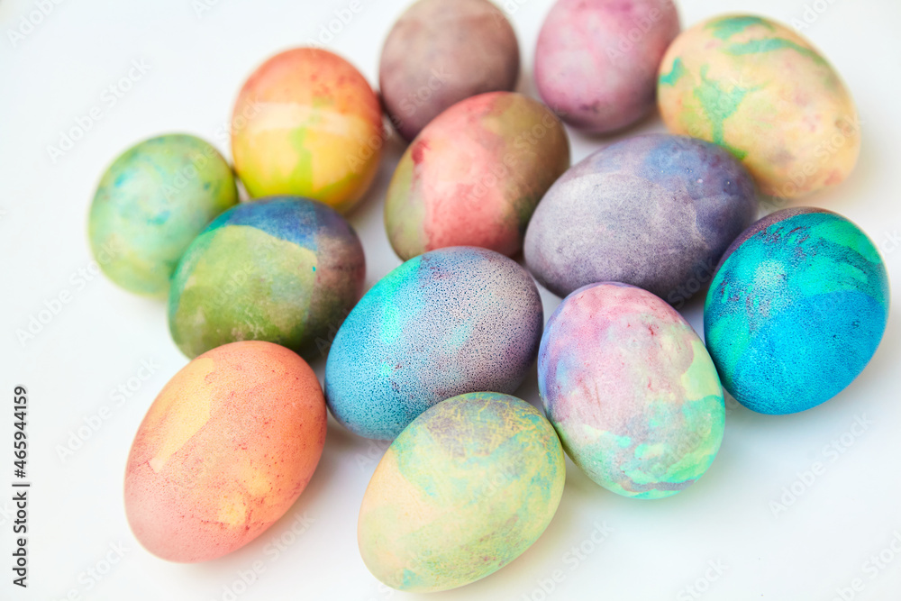 Group of easter painted eggs on white background Group of easter painted eggs on white background