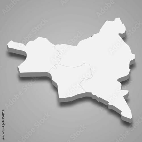 3d isometric map of Seine-Saint-Denis is a department in France