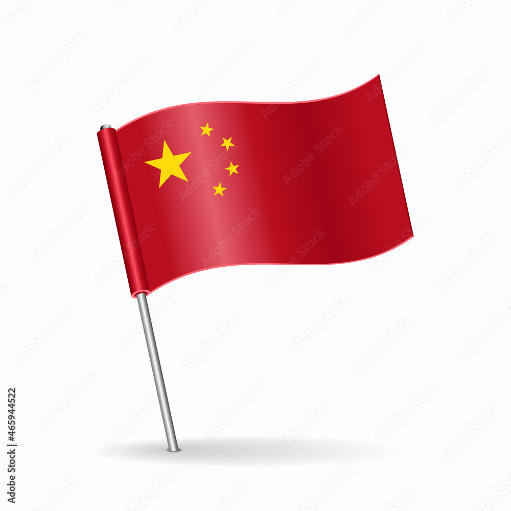 Chinese flag map pointer layout. Vector illustration. Chinese flag map pointer layout. Vector illustration.