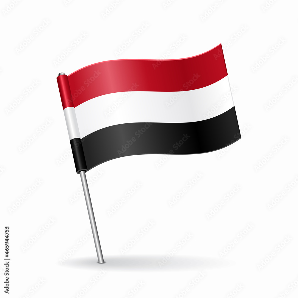 Yemeni flag map pointer layout. Vector illustration. Yemeni flag map pointer layout. Vector illustration.