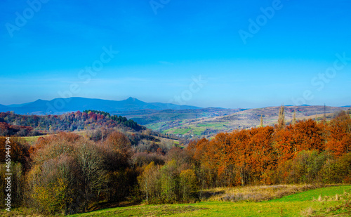 Autumn background. countryside beautiful landscape of autumn mountains