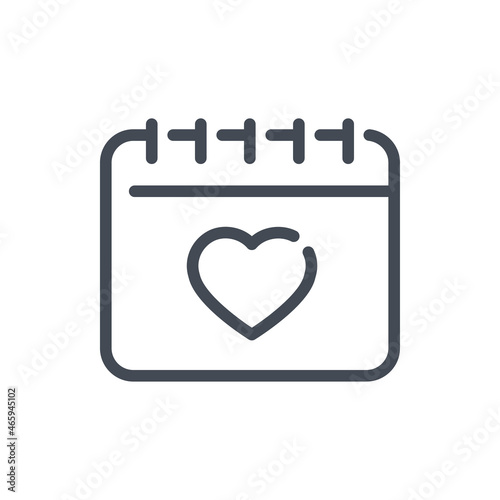 Free Download Calendar with heart line icon. Valentine's day calendar vector outline sign. - GFXLoad