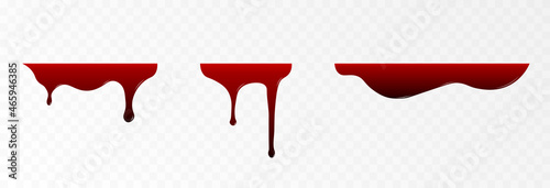 Vector set of drops of blood on an isolated transparent background. Drops, spatter of blood PNG, drips of blood PNG.