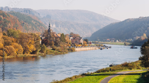 Bad Schandau on the Elbe. View from the bridge