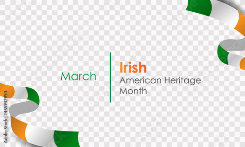 Irish American Heritage Month. Celebrated annually throughout March in the United States. Lettering and clover leaves