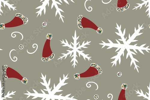 Colorful Christmas and New Year seamless pattern. Vector design for scrapbooking  textile  wallpaper  other surface. 