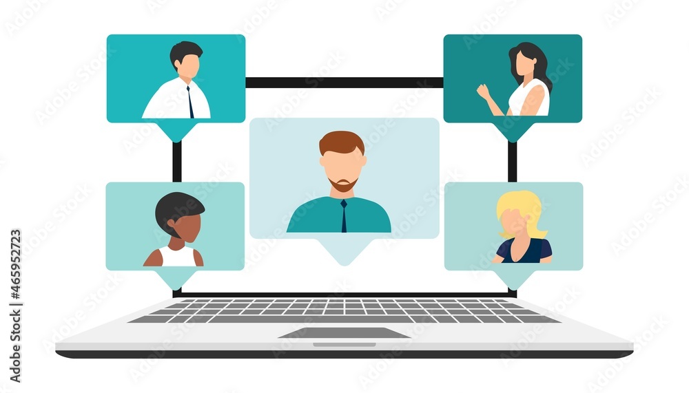 Conference video call, remote project management, quarantine, working from home. Vector. Conference video call, remote project management, quarantine, working from home. Vector.