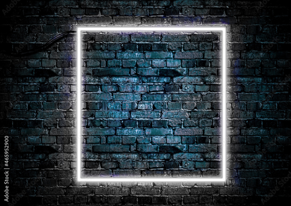 Brick wall background with color neon glowing light Stock Illustration ...