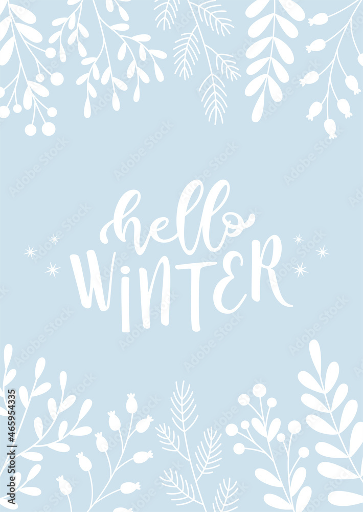 Obraz premium Hello Winter flyer card, vector illustration