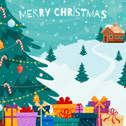 Merry Christmas greeting card flyer concept.