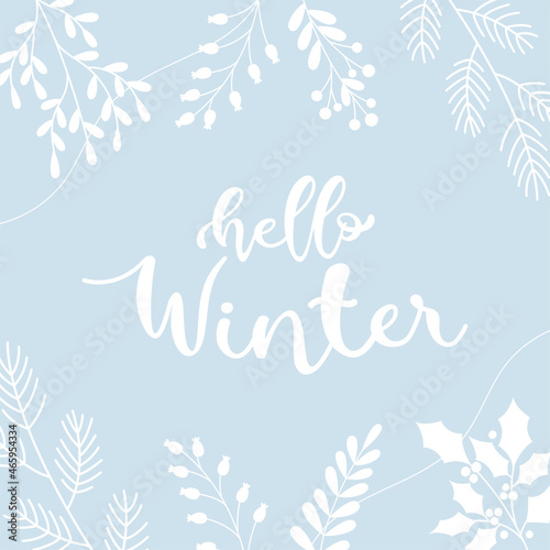Hello Winter flyer card, vector illustration