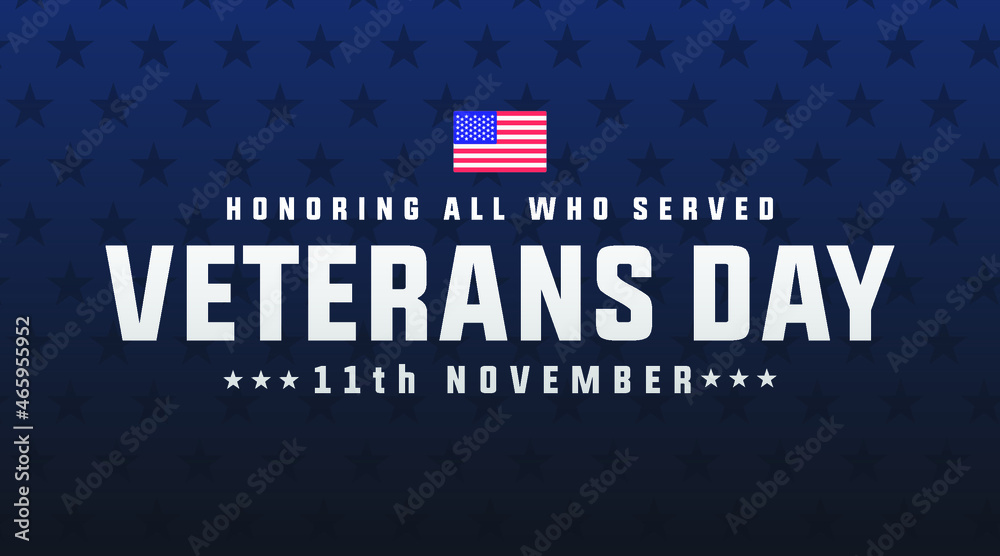 veterans day November 11th modern creative banner, sign, design concept, social media post with text, starts and an american flag - obrazy, fototapety, plakaty 