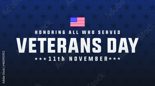 veterans day November 11th modern creative banner, sign, design concept, social media post with text, starts and an american flag