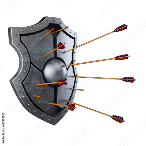 old metal shield and arrows 3d render