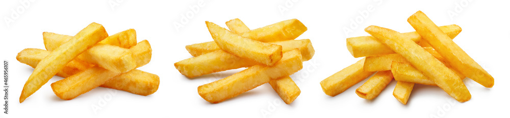 Potato fries collection, isolated on white background Potato fries collection, isolated on white background