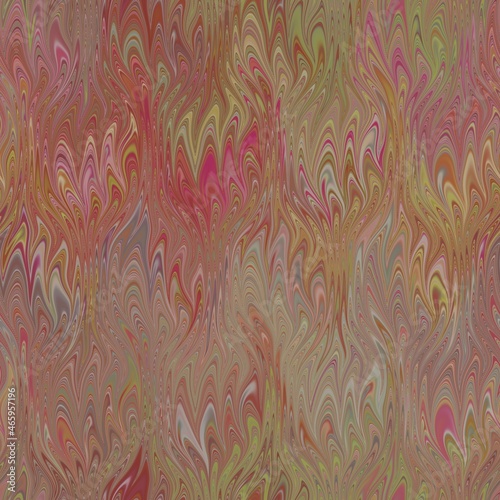 Seamless combed conch effect Turkish ebru marble surface pattern design for print. High quality illustration. Luxurious ancient art form. Wavy liquid fluid marbled book paper antique graphic design.