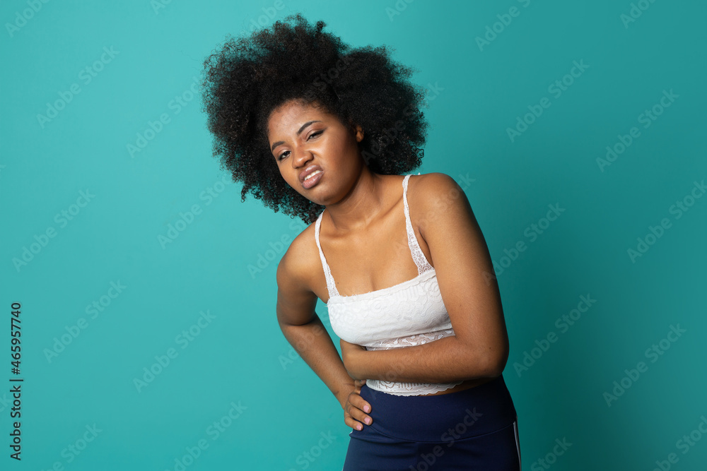 young african woman with body pain 