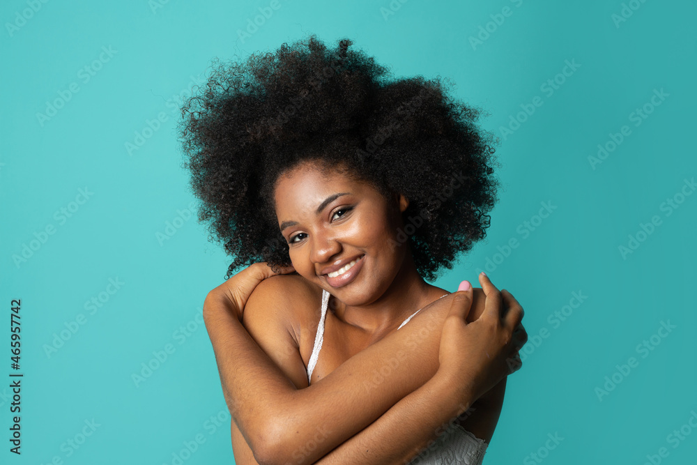 positive portrait of a cheerful african female 