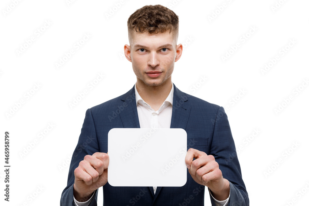 Young businessman is showing the word. Your text here Young businessman is showing the word. Your text here