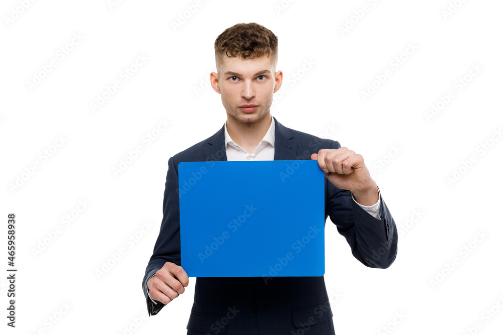 Young businessman is showing the word. Your text here Young businessman is showing the word. Your text here