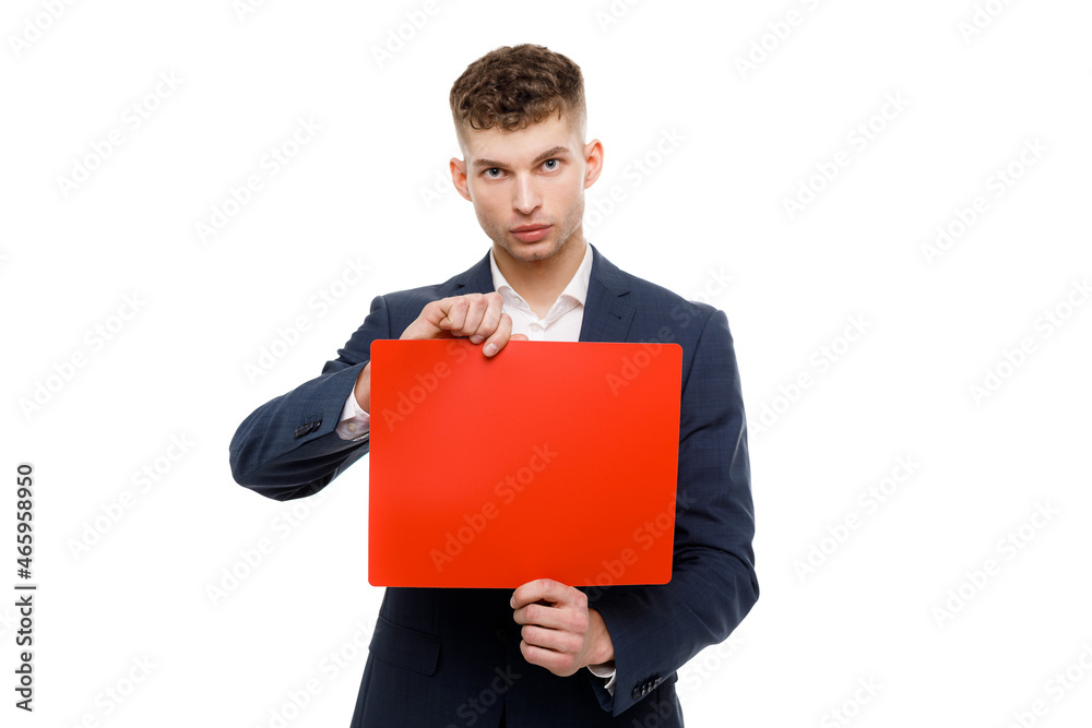 Young businessman is showing the word. Your text here Young businessman is showing the word. Your text here