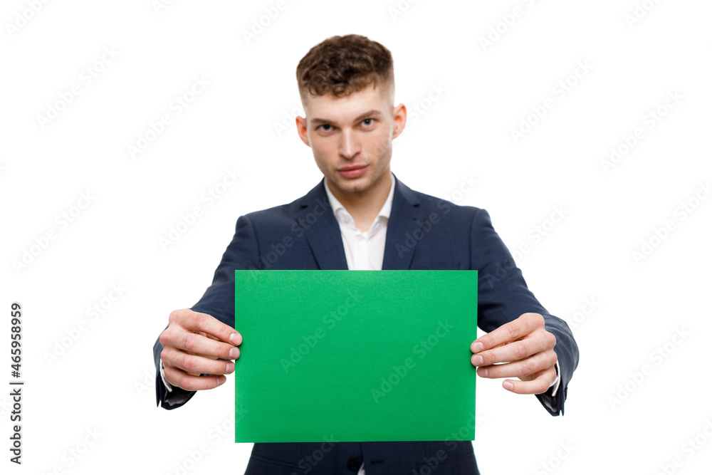 Young businessman is showing the word. Your text here Young businessman is showing the word. Your text here