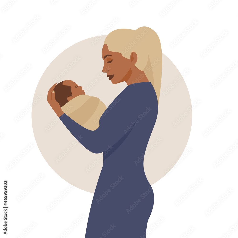 Pregnant woman with long hair on a background of leaves. The concept of pregnancy, motherhood, family. Happy mum. Pregnant belly side view. Pregnancy concept. Woman holds her child.  Woman holding new
