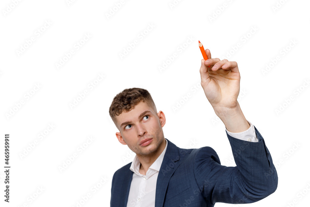 Young businessman is showing the word. Your text here Young businessman is showing the word. Your text here