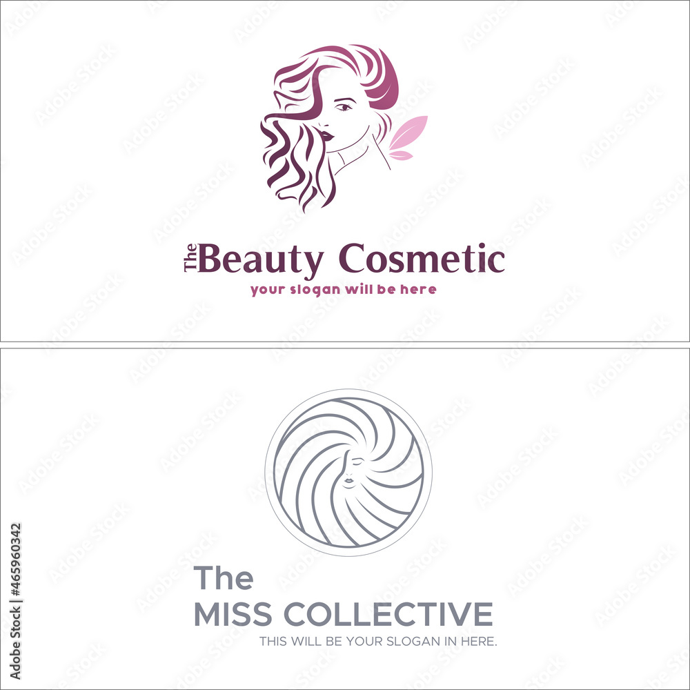 Modern beauty cosmetics women hair circling logo design Stock Vector | Adobe Stock Modern beauty cosmetics women hair circling logo design Stock Vector | Adobe Stock