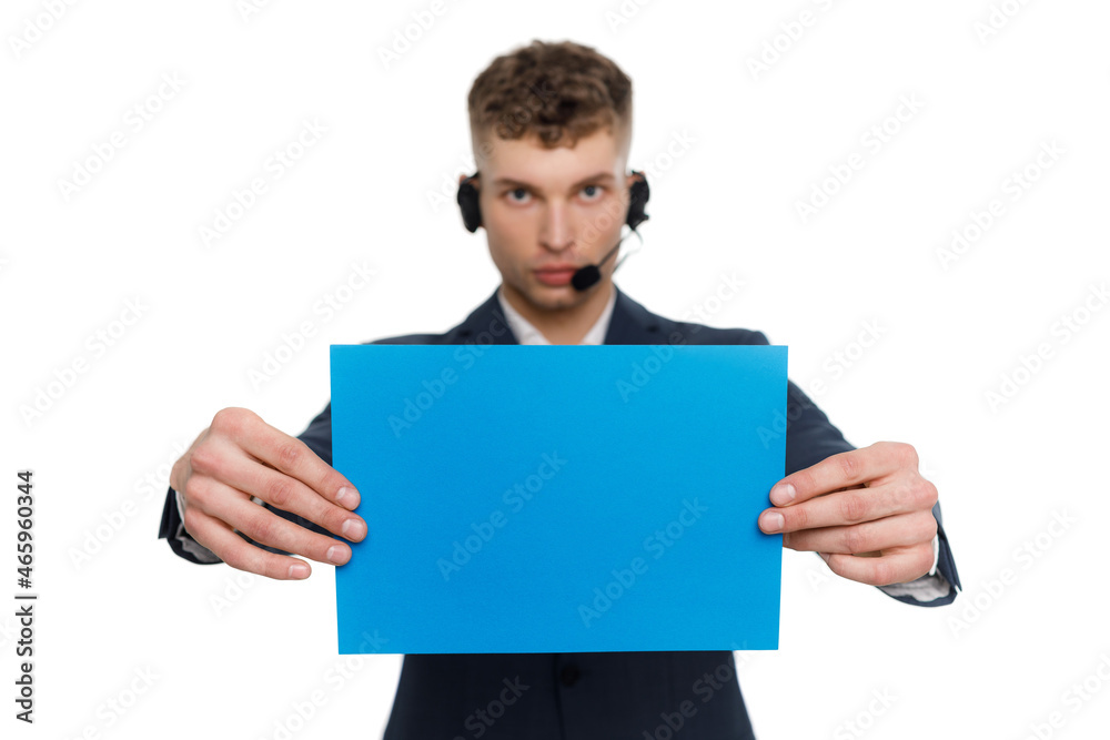 Young businessman is showing the word. Your text here Young businessman is showing the word. Your text here