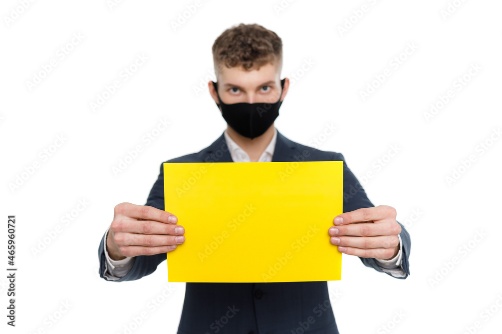 Young businessman is showing the word. Your text here Young businessman is showing the word. Your text here