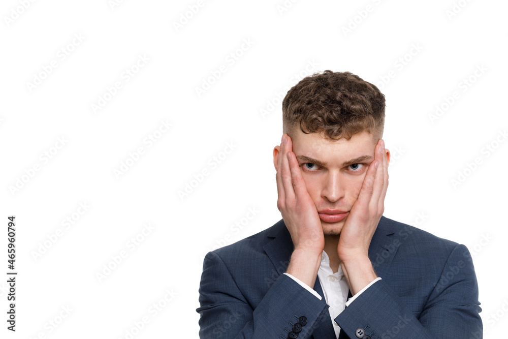 Young businessman is showing the word. Your text here Young businessman is showing the word. Your text here