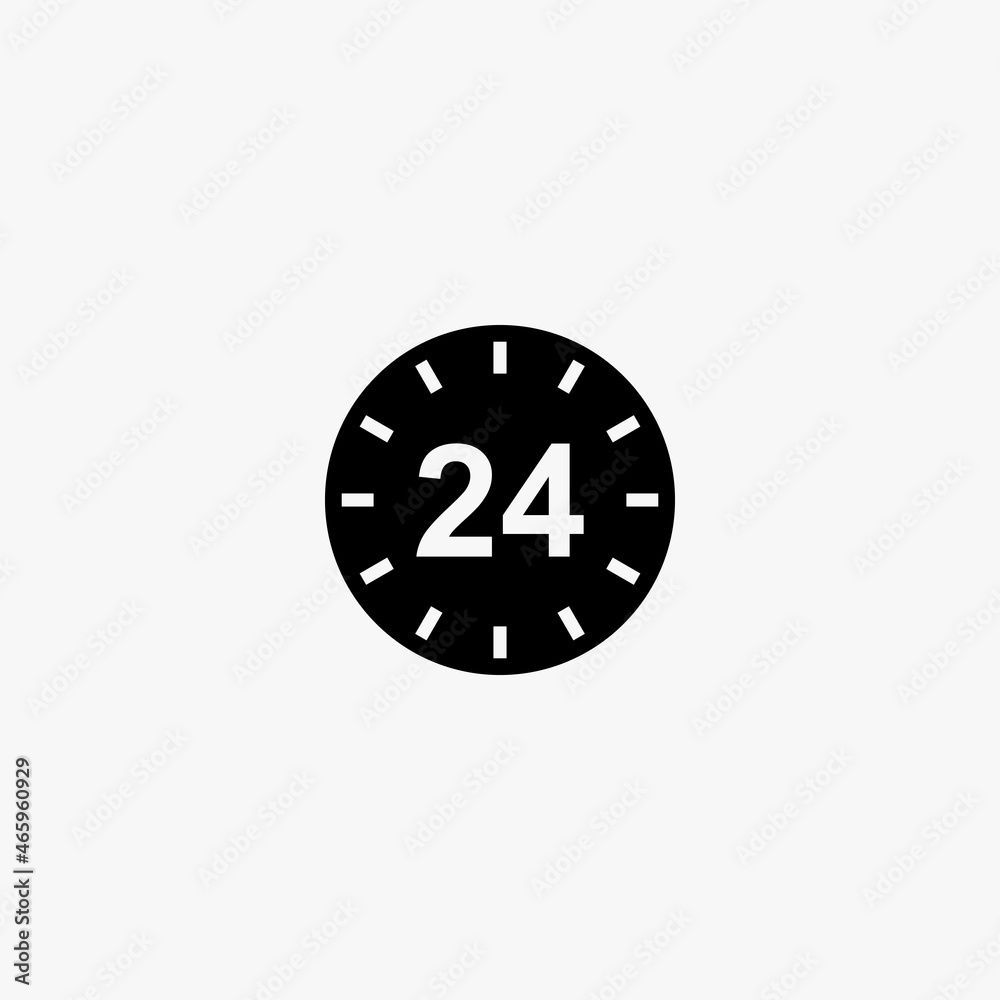 24 hours icon. 24 hours vector icon on white background
