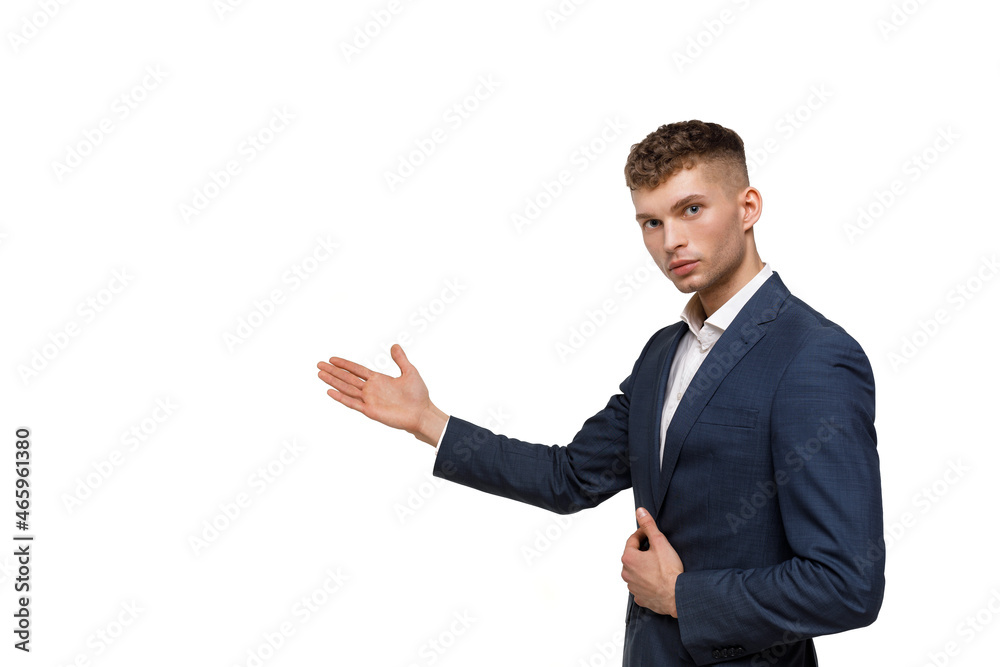 Young businessman is showing the word. Your text here Young businessman is showing the word. Your text here