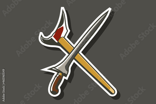 Traditional Javanese Dagger Kris or keris vector illustration. simple weapon icon. photo