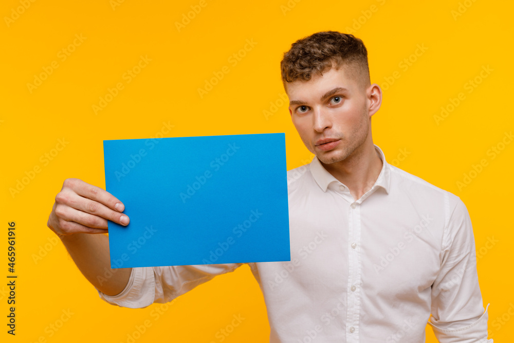 Young businessman is showing the word. Your text here Young businessman is showing the word. Your text here