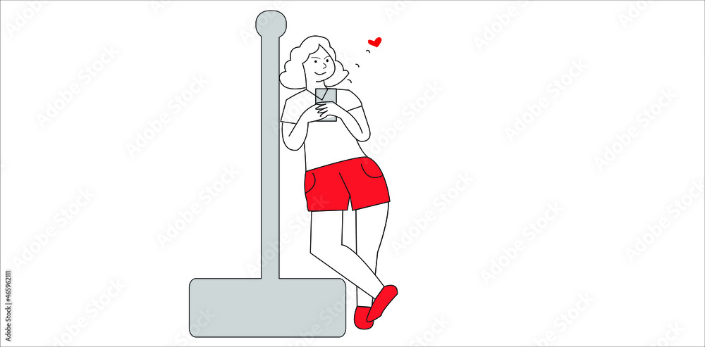 Fototapeta premium 2d illustration mobile using in open place concept 