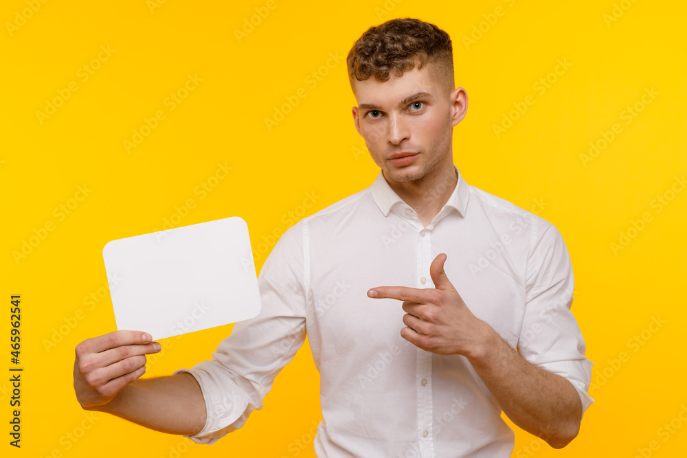 Young businessman is showing the word. Your text here Young businessman is showing the word. Your text here