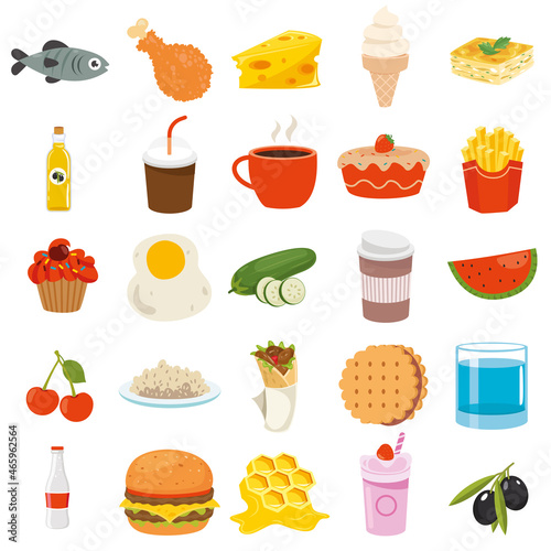 Set Of Various Delicious Foods