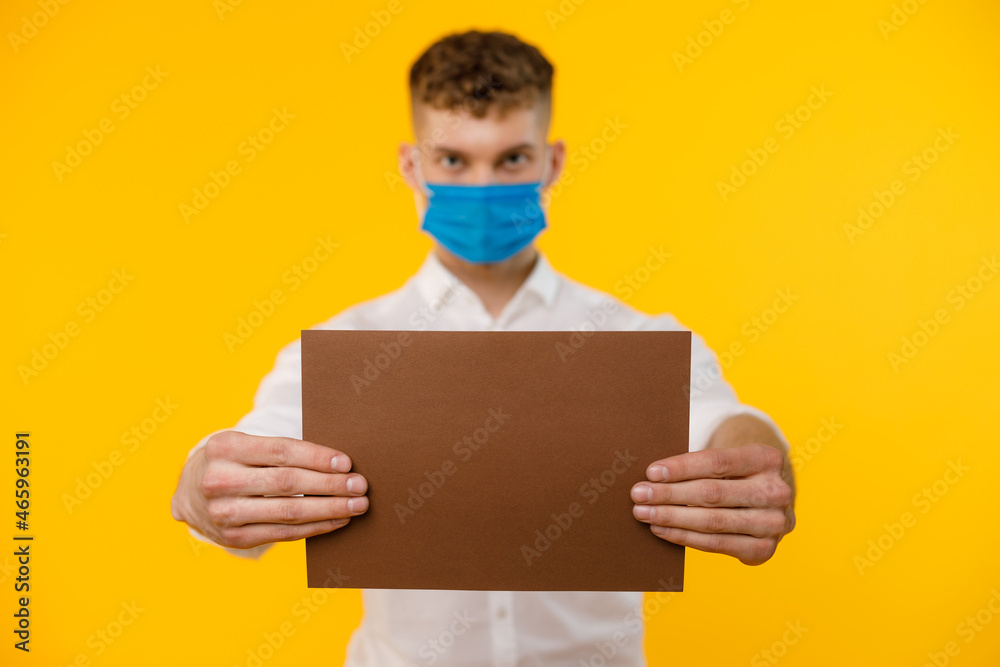 Young businessman is showing the word. Your text here Young businessman is showing the word. Your text here