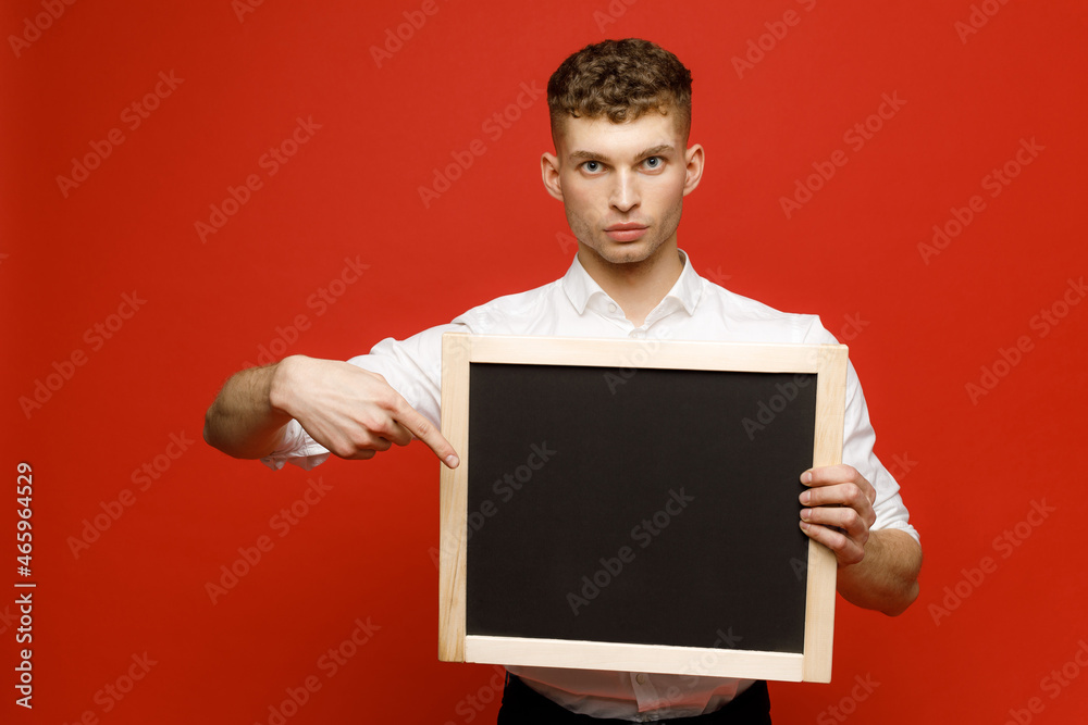 Young businessman is showing the word. Your text here Young businessman is showing the word. Your text here